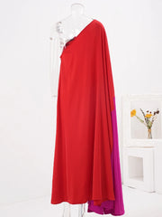 Asymmetric Colorblock Kaftan Dress