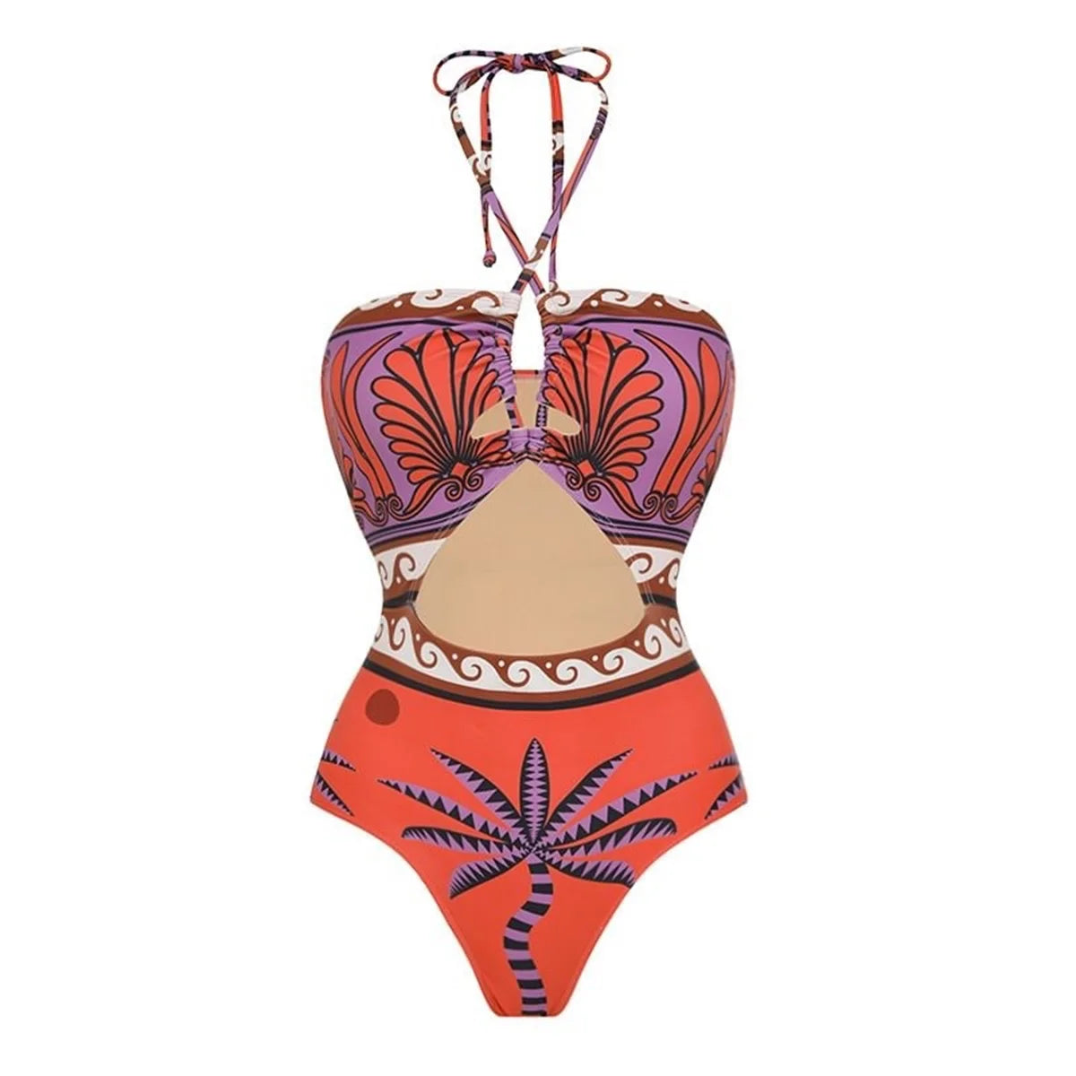 Vibrant One-Shoulder Bikini with Tropical Flair