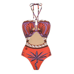 Vibrant One-Shoulder Bikini with Tropical Flair
