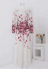 Elegant White Pleated Midi Dress