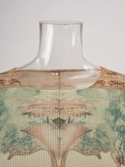 Vintage Tapestry Print Pleated Midi Dress