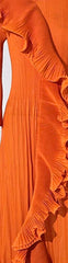 Elegant Forest‑Pleated Ruffle Midi Dress