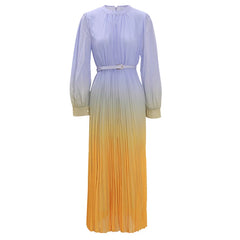 Elegant Ombre Pleated Maxi Dress