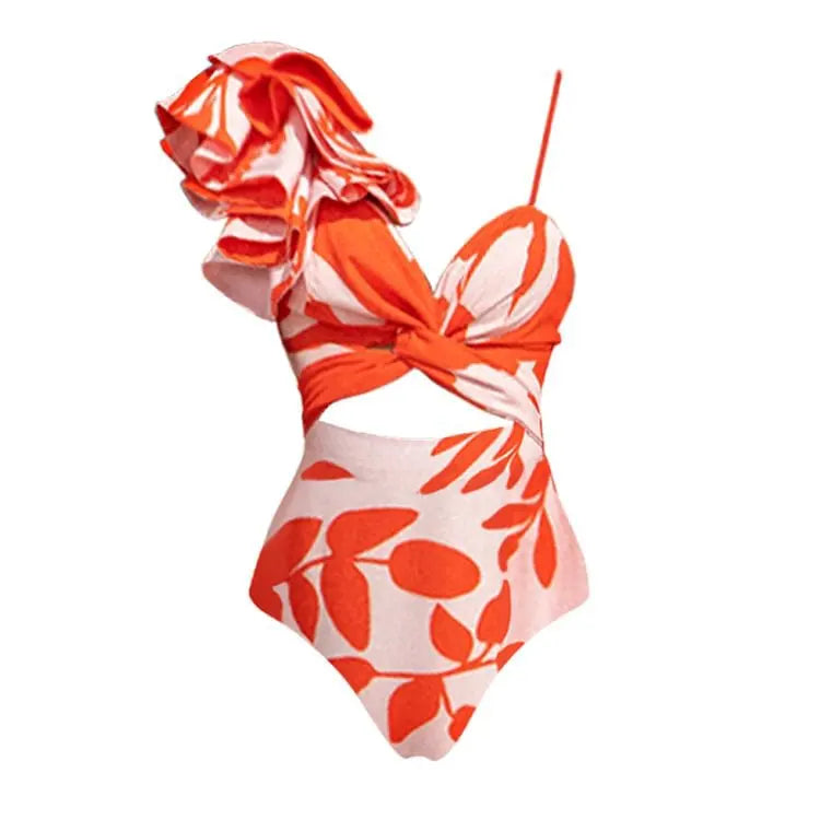 Sunset Bloom Swimsuit and Skirt Set