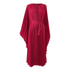 Elegant Cream Pleated Midi Dress