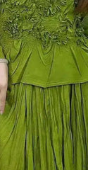 Olive Green Textured Peplum Top
