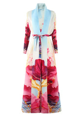 Geometric Mosaic Belted Maxi Dress