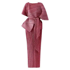 Minimalist Grey Pleated Maxi Dress