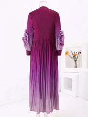 Elegant Ombre Pleated Maxi Dress