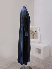 Royal Blue and Black Ombre Pleated Open Robe Dress