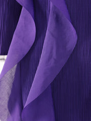 Royal Purple Sculpted Ruffle Pleated Dress