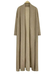 Long Open-Front Knit Cardigan