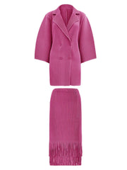 Magenta Pleated Blazer Dress
