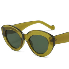 Chic Olive Green Oval Sunglasses
