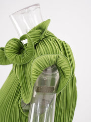 Leaf Pleated Maxi Dress