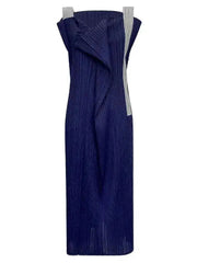 Midnight Navy Sculptural Pleated Dress