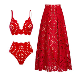 Intricate Cutout Design Swimsuit with Scalloped Trim