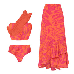 Asymmetrical Ruffle High-Waist Swimsuit