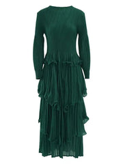 Emerald Green Tiered Ruffle Midi Dress