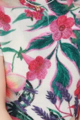 Navy Multicolor Leaf Print Pleated Knit Top