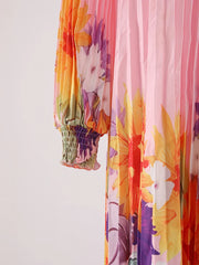 Blush Bloom Pleated Maxi Dress