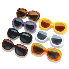Chic Bright Orange Oval Sunglasses