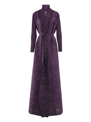 Elegant Plum Textured Long Wrap Dress