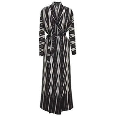 Black & White Geometric Print Wrap Maxi Dress
