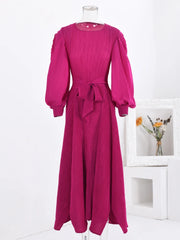 Magenta Pleated Maxi Dress