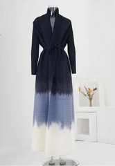 Ombre Midnight Belted Pleated Maxi Dress