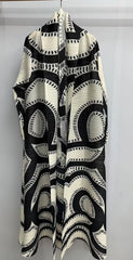 Geometric Mosaic Belted Maxi Dress
