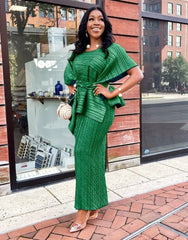 Asymmetric Pleated Kaftan Dress