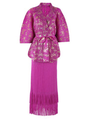 Vibrant Fuchsia Graphic Print Two-Piece Set