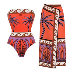 Vibrant One-Shoulder Bikini with Tropical Flair