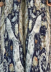 Vintage Indigo Porcelain Print Maxi Coat Dress