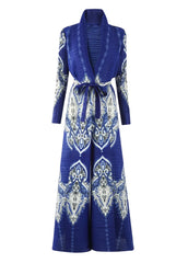 Geometric Mosaic Belted Maxi Dress