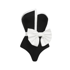 Monochrome Elegance Strapless Swimsuit