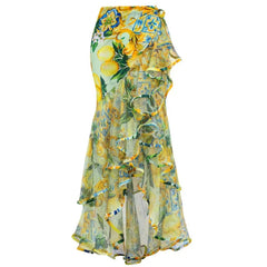 Watercolor Tropical Ruffle Detail Swimsuit