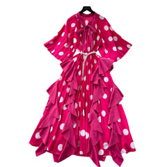 Vintage-Inspired Yellow Polka Dot Ruffle Maxi Dress
