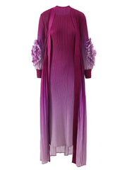 Elegant Ombre Pleated Maxi Dress
