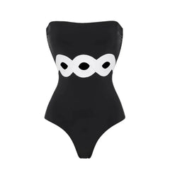 Monochrome Elegance Strapless Swimsuit