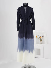 Ombre Midnight Belted Pleated Maxi Dress