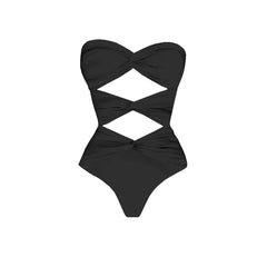 Crisscross Cutout One-Piece Swimsuit with Ruched Maxi Skirt