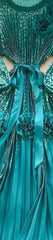 Emerald Metallic Pleated Midi Dress