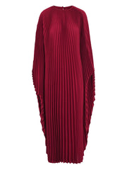 Burgundy Accordion Pleated Kaftan Dress