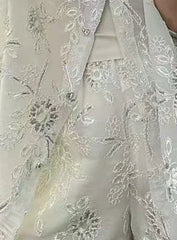 Elegant Floral Embroidered Sheer Two-Piece Set
