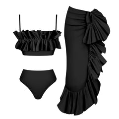 3Pieces Printed Bikinis Cover Up Women Swimsuit