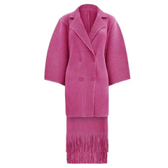 Magenta Pleated Blazer Dress