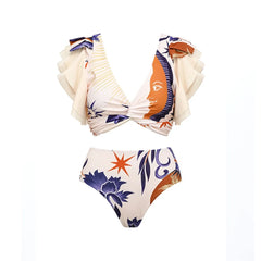 Wildflower and Feline Motif Two-Piece Outfit
