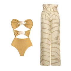 Golden Shell Cut-Out One-Piece Swimsuit